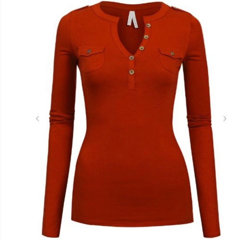 Long sleeve Henley tops for women